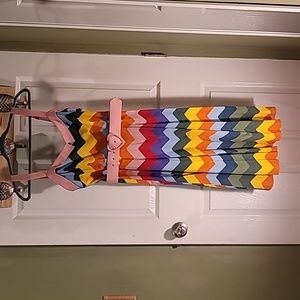 Collectif Brand Rainbow Vintage Style Dress with Belt - Size S / 10UK